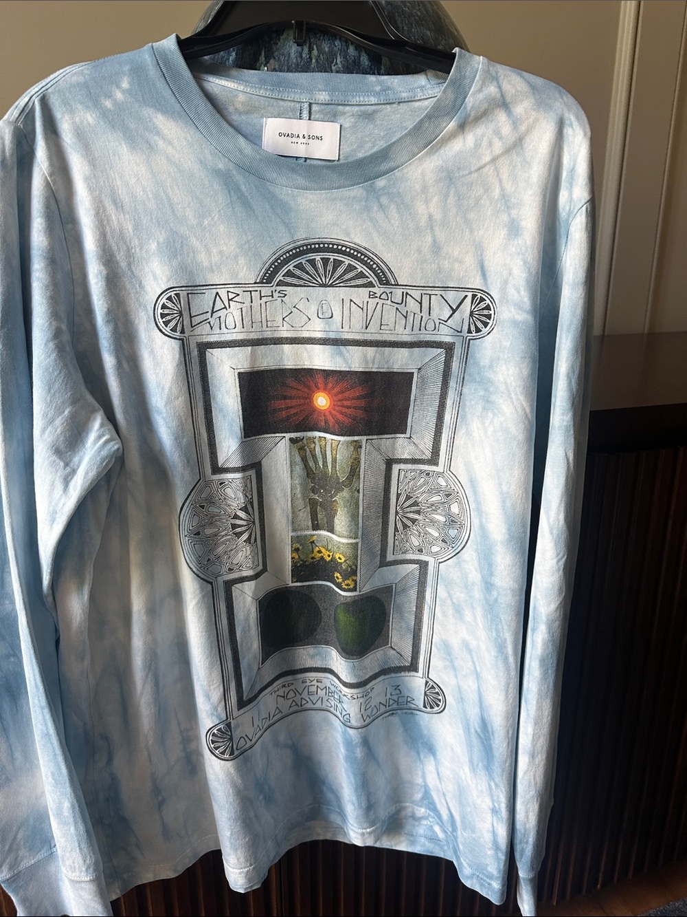 Ovadia & Sons Light Blue Tie-Dye Graphic Long Sleeve Tee